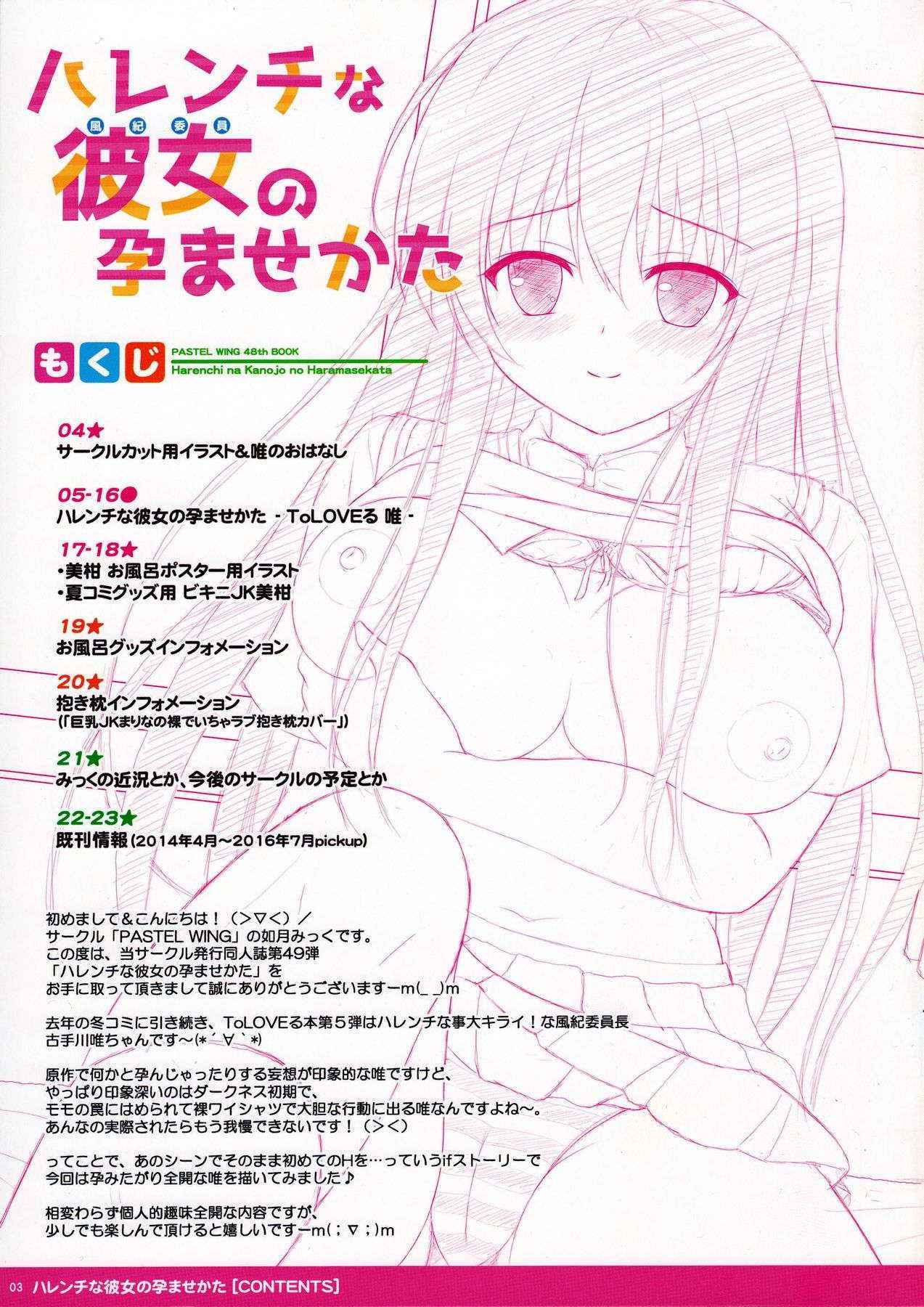 (C90) [PASTEL WING (Kisaragi-MIC)] Harenchi na Kanojo no Haramasekata (To LOVE-Ru)