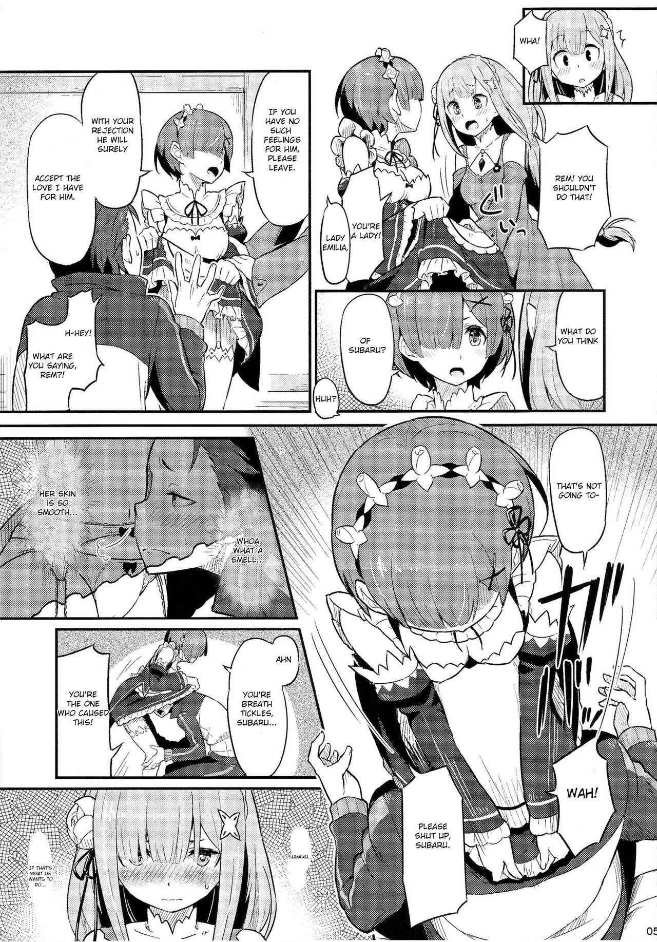 (C91) [Pirokobo (Piro)] Rem no Emilia Kuttsuke Daisakusen (Re:Zero kara Hajimeru Isekai Seikatsu) [English]