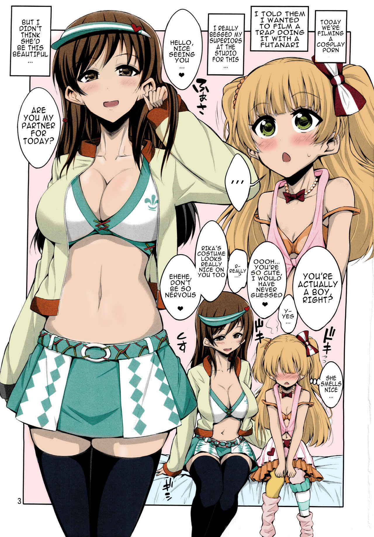 (C91) [Senya Sabou (Alpha AlfLayla, Ogata Mamimi)] Futanari Onee-san x Otokonoko Cosplayer AV Satsuei Hen Kanzenban (THE IDOLM@STER CINDERELLA GIRLS, Danganronpa) [English] [Colorized]