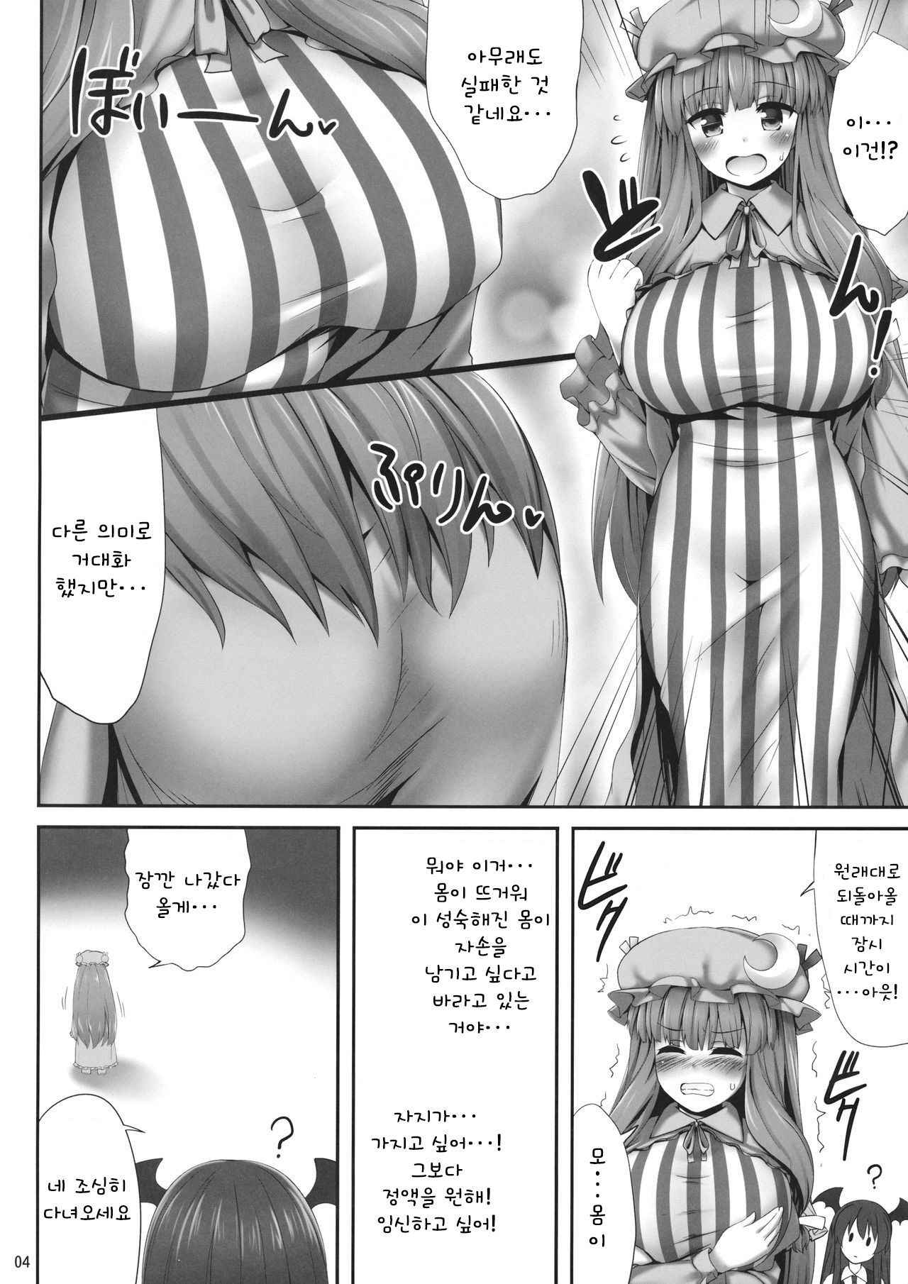 (C89) [Fukutsuu Okosu (Kaiou)] Kyonyuu Chara to Kashita Patchouli no Ero Hon (Touhou Project) [Korean]