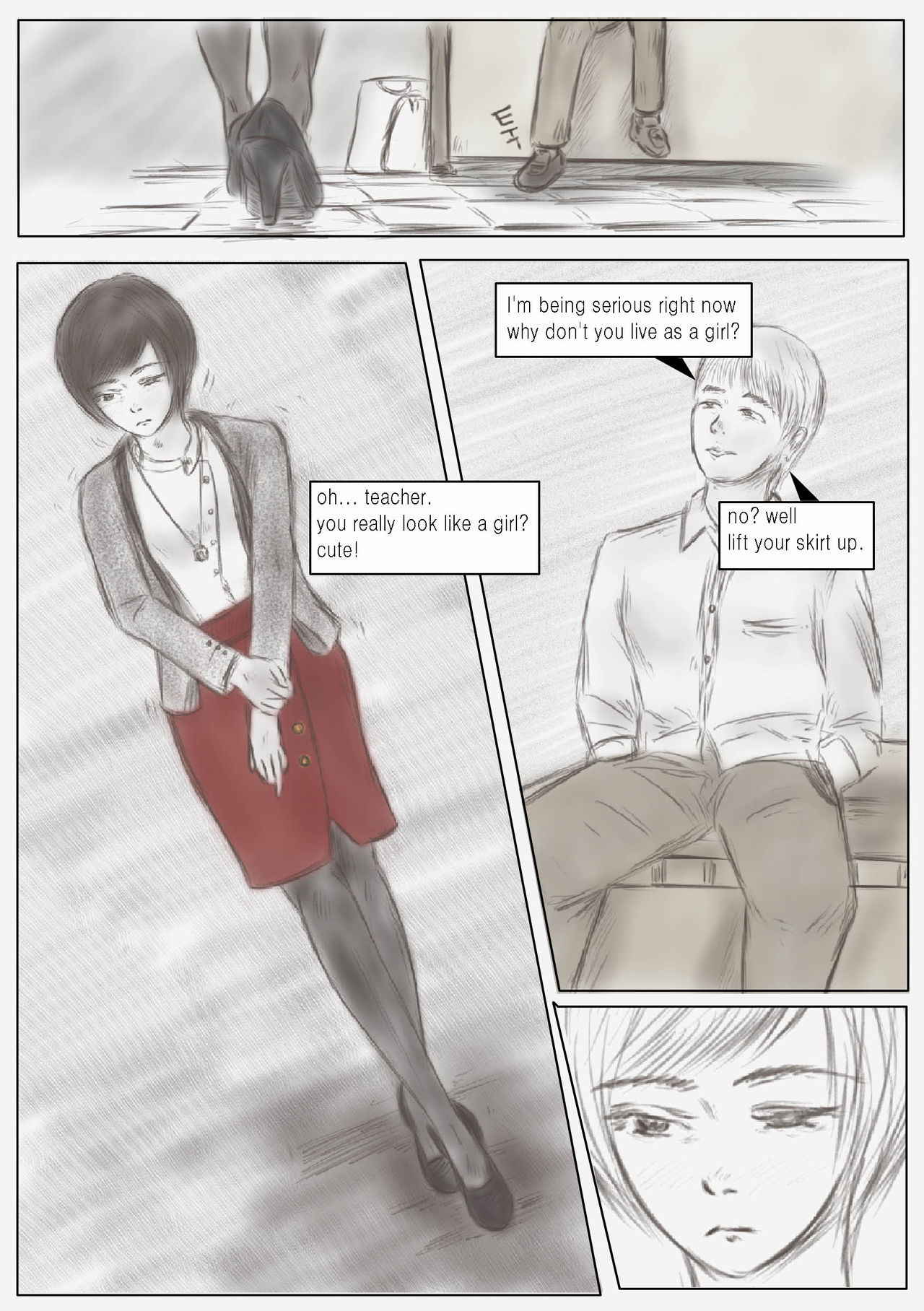 The teacher wearing a skirt (yaoi/crossdress story)